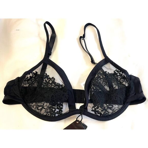 RITRATTI Milano DREAM UNDERWIRE BRA MACRAME Black Underwire Women’s Bra 34 B - Picture 2 of 11